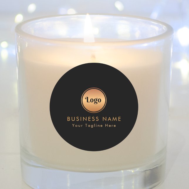 Adesivo Redondo Logotipo Dourado e Texto Personalizado para Empres (Criador carregado)