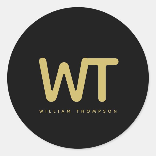 Adesivo Redondo Logotipo Dourado preto personalizado (Frente)