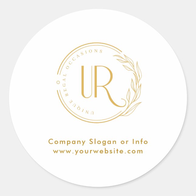 Adesivo Redondo Logotipo Dourado Script Moderno Profissional (Frente)