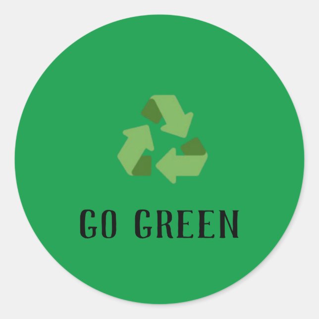 Adesivo Redondo logotipo ecológico personalizado para ficar verde (Frente)