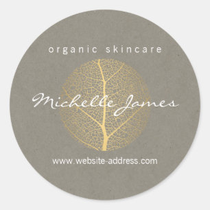 Adesivo Redondo Logotipo elegante da folha Dourado no olhar do