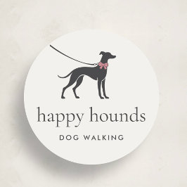 Adesivo Redondo Logotipo Elegante de Passeador de Cães Clássico co