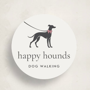 Adesivo Redondo Logotipo Elegante de Passeador de Cães Clássico co