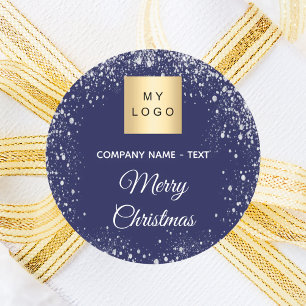 Adesivo Redondo logotipo empresarial brilho azul natal