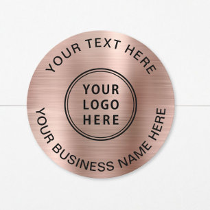 Adesivo Redondo Logotipo Empresarial Dourado Rosa