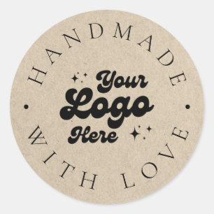 Adesivo Redondo Logotipo Empresarial Faux Kraft Personalizado Feit