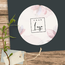 Adesivo Redondo Logotipo Empresarial Floral de Aquarela Abstrata
