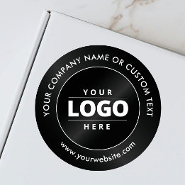 Adesivo Redondo Logotipo Empresarial Luxo Minimal Preto Envio