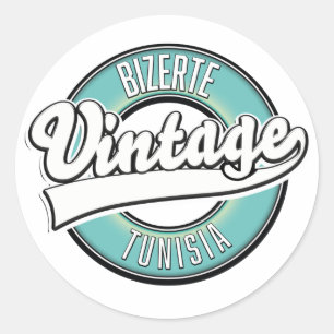 Adesivo Redondo Logotipo estilo vintage Bizerte Tunísia