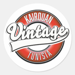 Adesivo Redondo logotipo estilo vintage Kairouan Tunísia