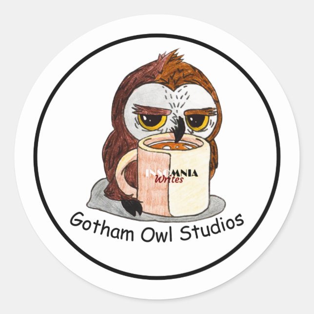 Adesivo Redondo Logotipo GothamOwlStudios (Frente)