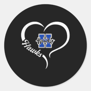 Adesivo Redondo Logotipo Hillsboro Hawks Half Heart Slogan Hs