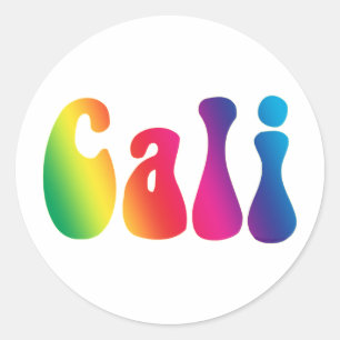 Adesivo Redondo Logotipo Hippie Cali Tie-Dye California