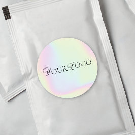 Adesivo Redondo Logotipo Horizontal Personalizado Pastel Holográfi