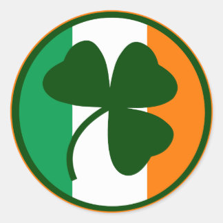 Adesivo Redondo Logótipo irlandês, shamrock nas cores da bandeira