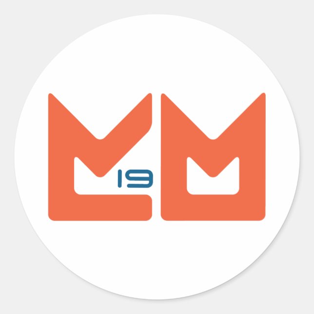 Adesivo Redondo Logotipo - Laranja e azul (Frente)