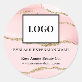 Adesivo Redondo Logotipo Lash de Bela Lash do Elegante Blush Pink