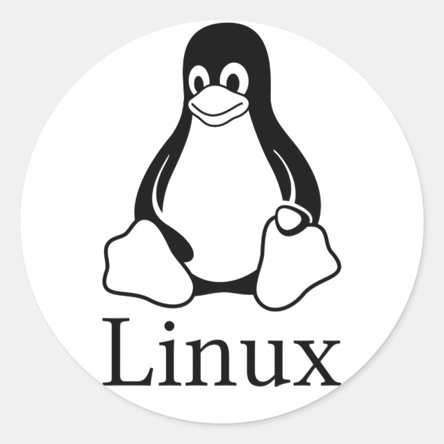 Adesivo Redondo Logotipo Linux c/ Tux o pinguim Linux (Frente)