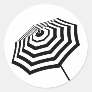 Adesivo Redondo Logotipo listrado chique do guarda-chuva de praia