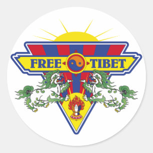 Adesivo Redondo Logotipo livre da bandeira de Tibet