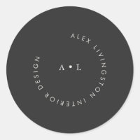 Logotipo minimalista do círculo branco preto monog