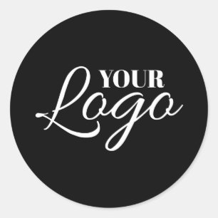 Adesivo Redondo Logotipo Minimalista Preto e Branco