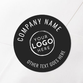 Adesivo Redondo Logotipo Minimalista Preto e Branco de Empresa