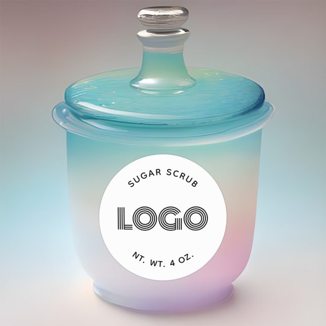Adesivo Redondo Logotipo Mínimo Moderno de Açúcar Escrupulado (Handmade Cosmetics Logo Classic Round Sticker)