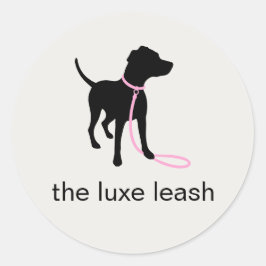 Adesivo Redondo Logotipo Moderno de Silhueta de Cachorro com Texto