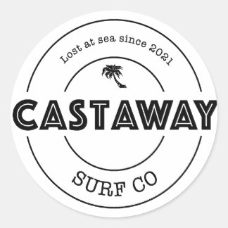 Adesivo Redondo Logotipo original do Surf Castaway Co.