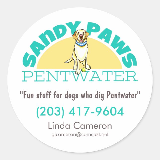Adesivo Redondo Logotipo para empresas Pet Pet Paws andy (Frente)