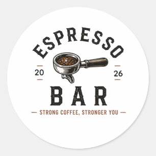 Adesivo Redondo ☕ Logotipo para Equipe de Café do Bar de Espresso