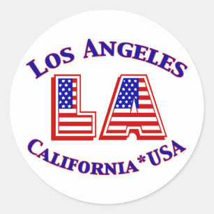Adesivo Redondo Logotipo patriótico de Los Angeles EUA