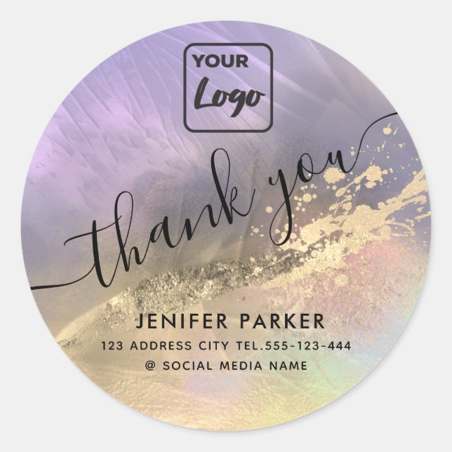 Adesivo Redondo logotipo personalizado abstrato contemporâneo obri (Frente)