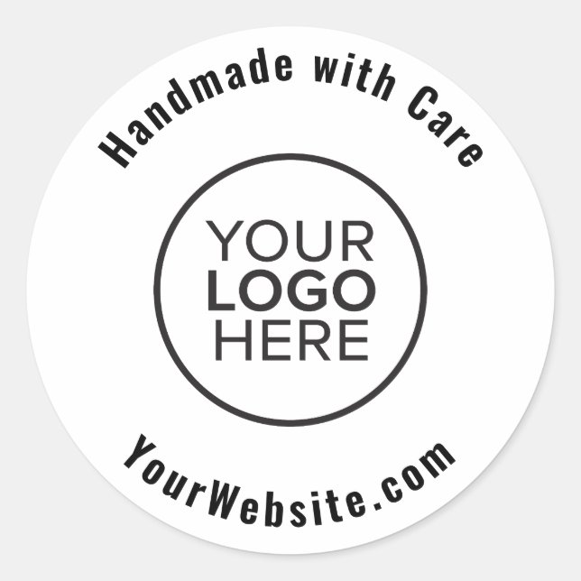 Adesivo Redondo Logotipo personalizado artesanal com cuidado (Frente)