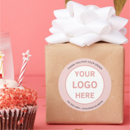 Adesivo Redondo Logotipo Personalizado da Bakery, rosa