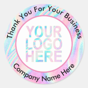 Adesivo Redondo Logotipo Personalizado da Empresa Com Texto Hologr