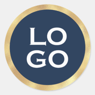 Adesivo Redondo Logotipo Personalizado da Empresa e Moldura Dourad