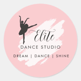 Adesivo Redondo Logotipo Personalizado de Estúdio de Dança Rosa Ba