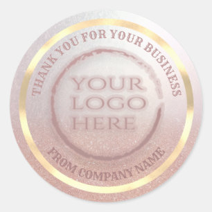 Adesivo Redondo Logotipo personalizado do obrigado de brilho doura