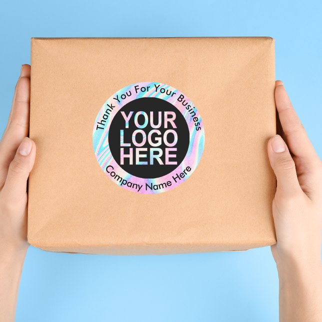 Adesivo Redondo Logotipo Personalizado Holográfico Abstrato com Te (Criador carregado)