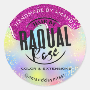 Adesivo Redondo Logotipo Personalizado Holográfico de Confetti par