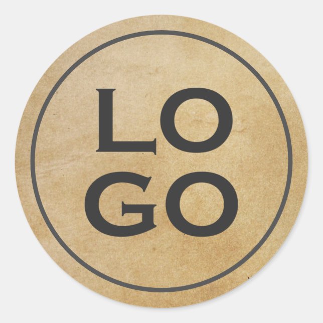 Adesivo Redondo Logotipo Personalizado no Pergaminho Russo (Frente)