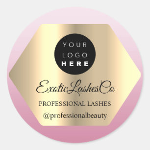 Adesivo Redondo Logotipo Personalizado Nome Dourado Rosa Instagra