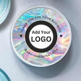 Adesivo Redondo Logotipo Personalizado Nome Social Holográfico Obr