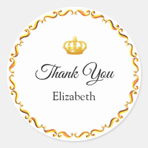 Adesivo Redondo Logotipo personalizado Obrigado no Ouro e branco