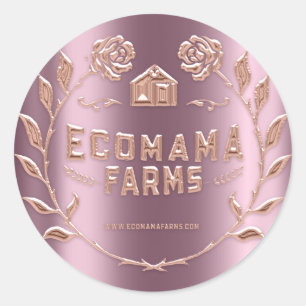 Adesivo Redondo Logotipo personalizado Rosa de exemplo de testador