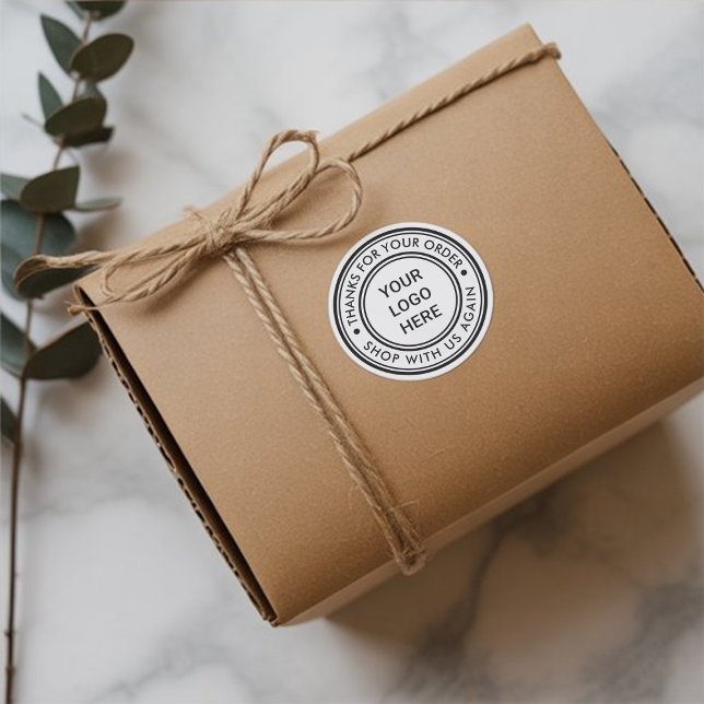 Adesivo Redondo Logotipo personalizado simples Obrigados de negóci (Criador carregado)