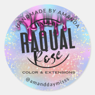 Adesivo Redondo Logotipo personalizado Unidades holográficas rosa