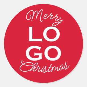 Adesivo Redondo Logotipo Personalizado Vermelho Feliz Natal